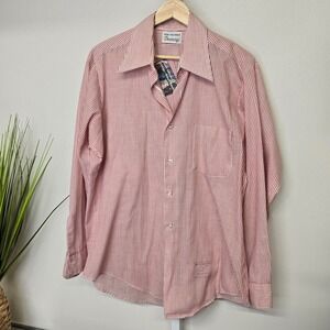 Van Heusen Century Vintage Striped Button Down Shirt Mens 17 33 Long Sleeve